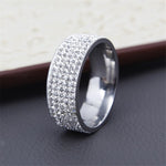 Women Clear Crystal Stainless Steel Engagement or Wedding Rings