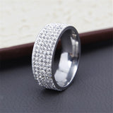 Women Clear Crystal Stainless Steel Engagement or Wedding Rings