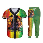 Unisex 3d Bob Marley Lion Print Shirt + Sweatpants