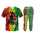 Unisex 3d Bob Marley Lion Print Shirt + Sweatpants