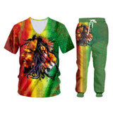 Unisex 3d Bob Marley Lion Print Shirt + Sweatpants