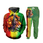 Unisex 3d Bob Marley Lion Print Shirt + Sweatpants