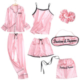 Women Silk 7Pcs Pajamas Sleepwear