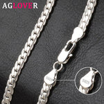 AGLOVER 925 Sterling Silver 20 Inch 18k Gold 6mm Full Sideways Chain