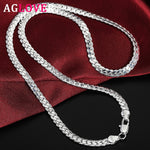 AGLOVER 925 Sterling Silver 20 Inch 18k Gold 6mm Full Sideways Chain