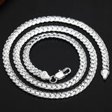 AGLOVER 925 Sterling Silver 20 Inch 18k Gold 6mm Full Sideways Chain