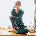 Women Silk Satin Pajamas Two Piece Set