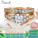 With Certificate Real 925 Sterling Silver 18K Gold Ring Set