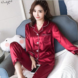 Women Silk Satin Pajamas Two Piece Set