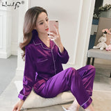 Women Silk Satin Pajamas Two Piece Set