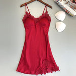 4 Pieces Satin Silk Lace Pajamas Sleepwear