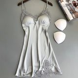 4 Pieces Satin Silk Lace Pajamas Sleepwear