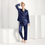 Women Silk Satin Pajamas Two Piece Set