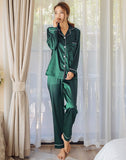 Women Silk Satin Pajamas Two Piece Set