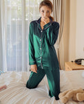 Women Silk Satin Pajamas Two Piece Set