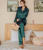 Women Silk Satin Pajamas Two Piece Set