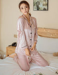 Women Silk Satin Pajamas Two Piece Set