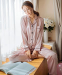 Women Silk Satin Pajamas Two Piece Set