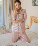 Women Silk Satin Pajamas Two Piece Set