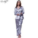 Women Silk Satin Pajamas Two Piece Set