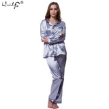 Women Silk Satin Pajamas Two Piece Set