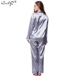 Women Silk Satin Pajamas Two Piece Set