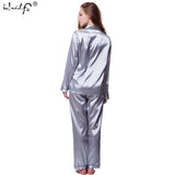 Women Silk Satin Pajamas Two Piece Set