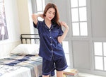 Women Silk Satin Pajamas Two Piece Set