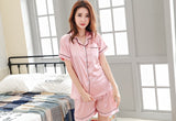 Women Silk Satin Pajamas Two Piece Set