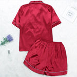 Women Silk Satin Pajamas Two Piece Set