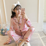 Women Silk Satin Pajamas Two Piece Set