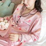 Women Silk Satin Pajamas Two Piece Set