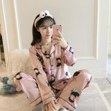 Women Silk Satin Pajamas Two Piece Set