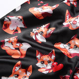 Women V Neck Spaghetti Strap Fox Pattern Print Pants Satin Sleepwear Set