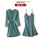 5PC Silk Lace Satin Women Pajamas