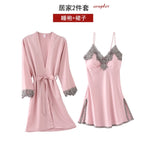 5PC Silk Lace Satin Women Pajamas