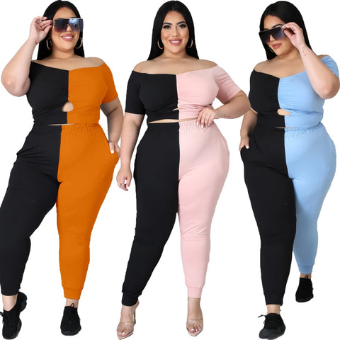 Plus Size Sexy Off Shoulder Skinny Pants Outfits