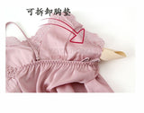 Pajama Set Women Lace Trim Satin Sleepwear