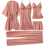 Pajama Set Women Lace Trim Satin Sleepwear