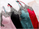 5PC Silk Lace Satin Women Pajamas