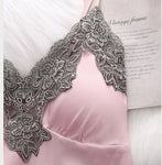 5PC Silk Lace Satin Women Pajamas