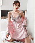 5PC Silk Lace Satin Women Pajamas