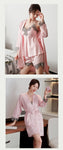 5PC Silk Lace Satin Women Pajamas