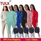 Women Two Piece Cotton Fall Hoodie Sweat Suit