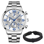 Men Business Stainless Steel Quartz Wrist Watch with Bracelet