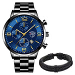 Men Business Stainless Steel Quartz Wrist Watch with Bracelet