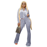 Crop Top Flare Pants Solid Sweat Suits