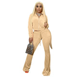 Crop Top Flare Pants Solid Sweat Suits