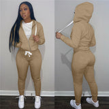 Women Hooded Solid Jogger Suit