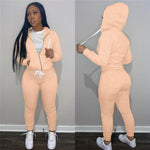 Women Hooded Solid Jogger Suit